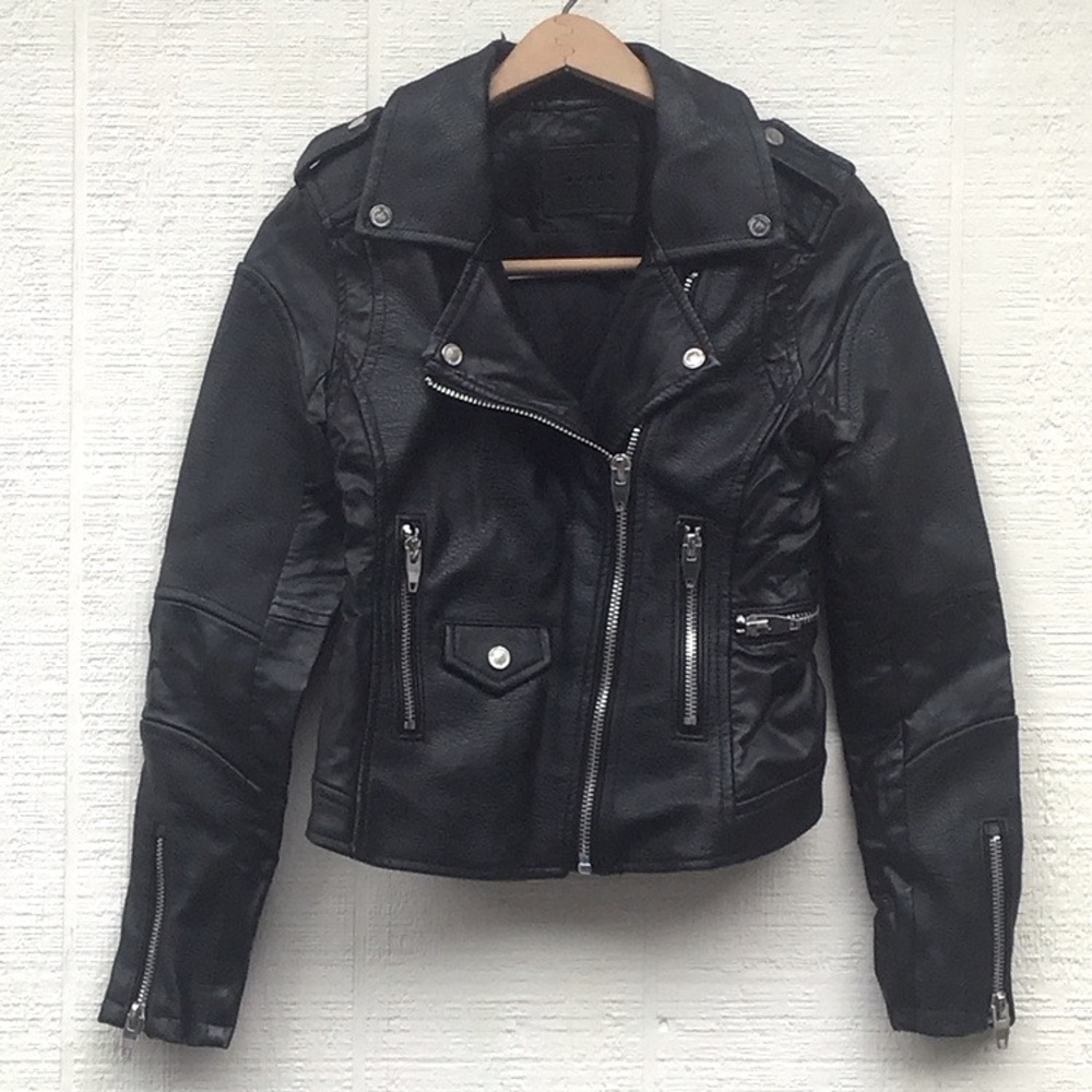 Blank NYC Black faux Leather Moto Jacket Asymmetrical Zipper